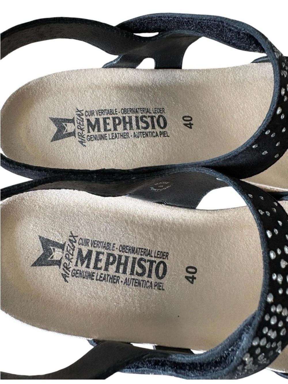 NEW Mephisto Vic Spark Air Relax Black Rhinestone Nubuck Wedge EU 40 US 9.5 - Picture 13 of 15